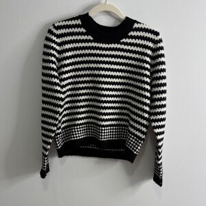 RD Style Black and White Striped Crew Neck Sweater